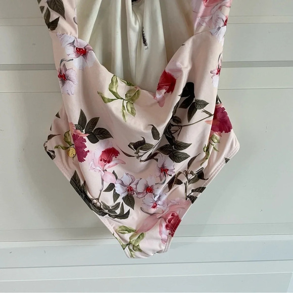 NWOT Leonisa graphic floral cutout keyhole one piece swimsuit 15024 - Picture 5 of 11